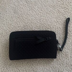 Black Quilted Wallet with Wrist Strap
